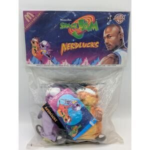 Vintage 1996 Space Jam McDonalds Nerdlucks Plush Collectible Toys Factory Sealed